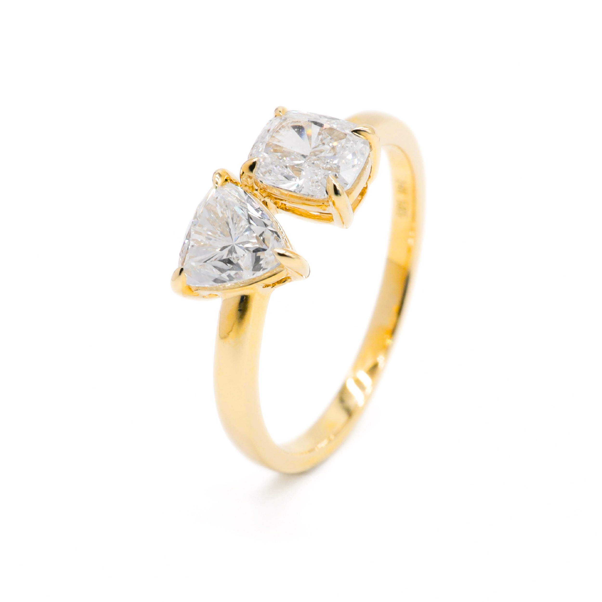 Toi et Moi Trillion & Cushion Lab Grown Diamonds Ring