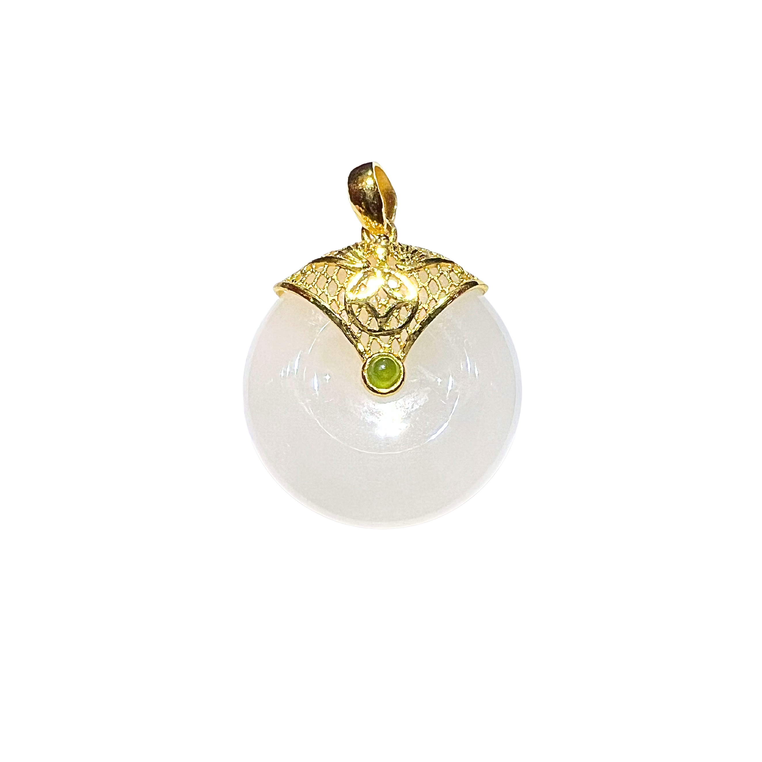 24K Hetian Jade Pendant (Peace Buckle)