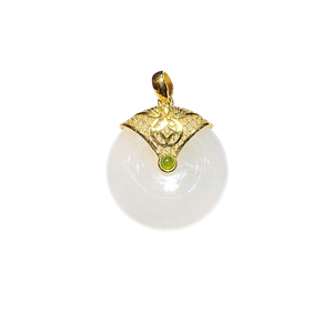 24K Hetian Jade Pendant (Peace Buckle)