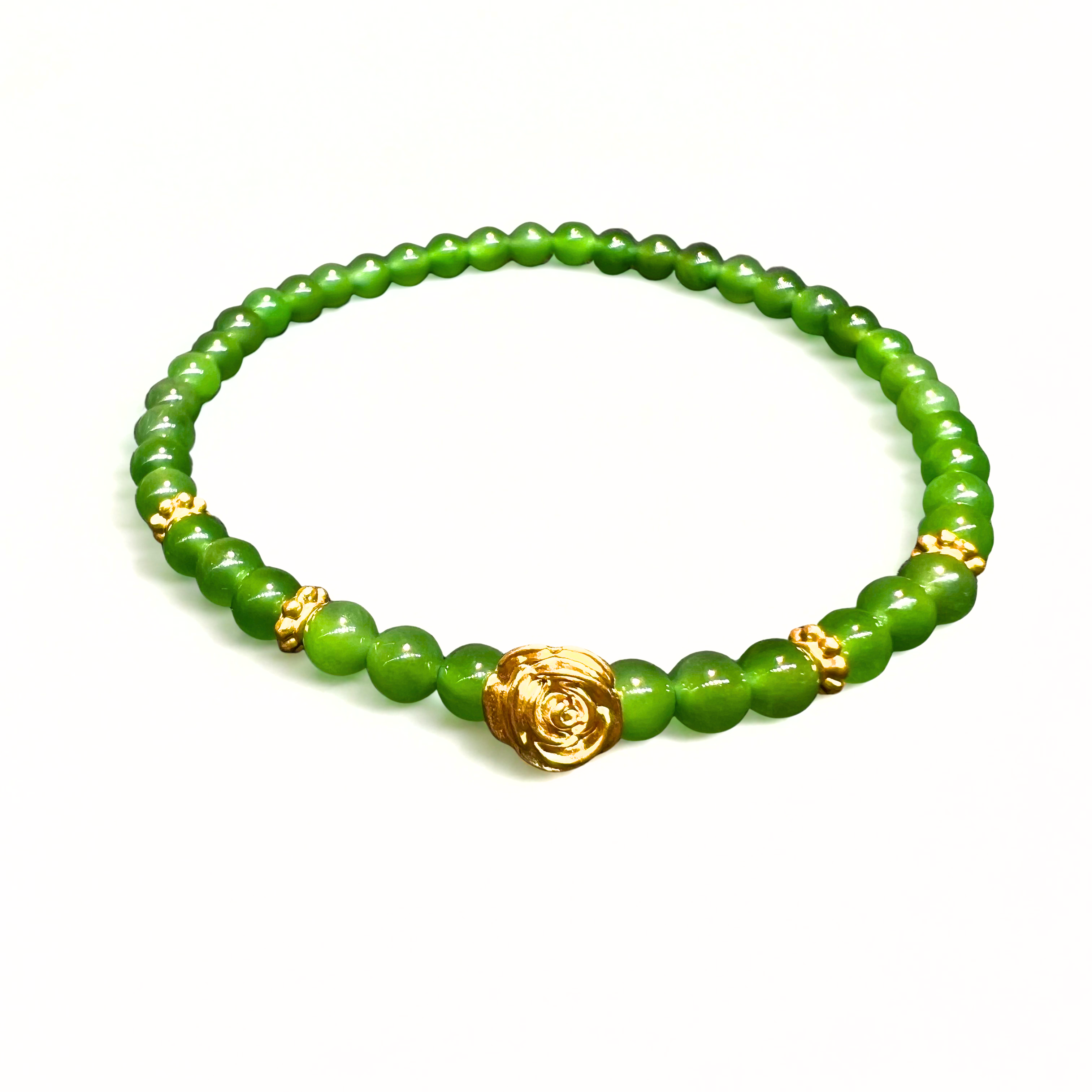 24K Gold Hetian Jade Bracelet (Rose)