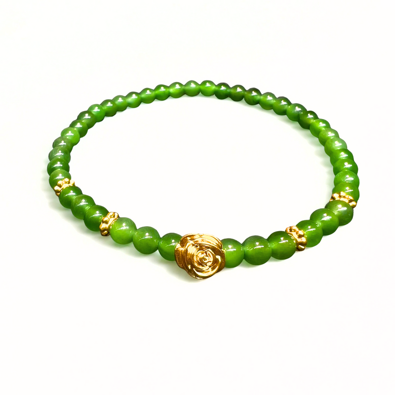 24K Gold Hetian Jade Bracelet (Rose)
