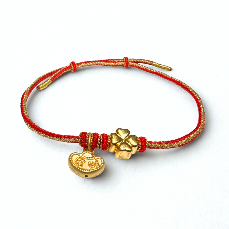 24K Gold Bracelet (Sycee, Four Leaf Clover)