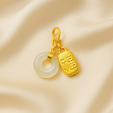 24k Gold Hetian Jade Charm