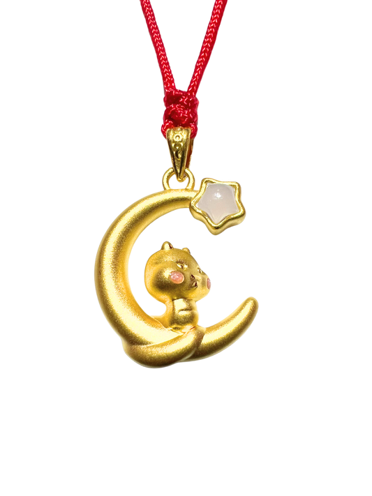 24K Hetian Jade Chinese Zodiac Necklace (Snake)