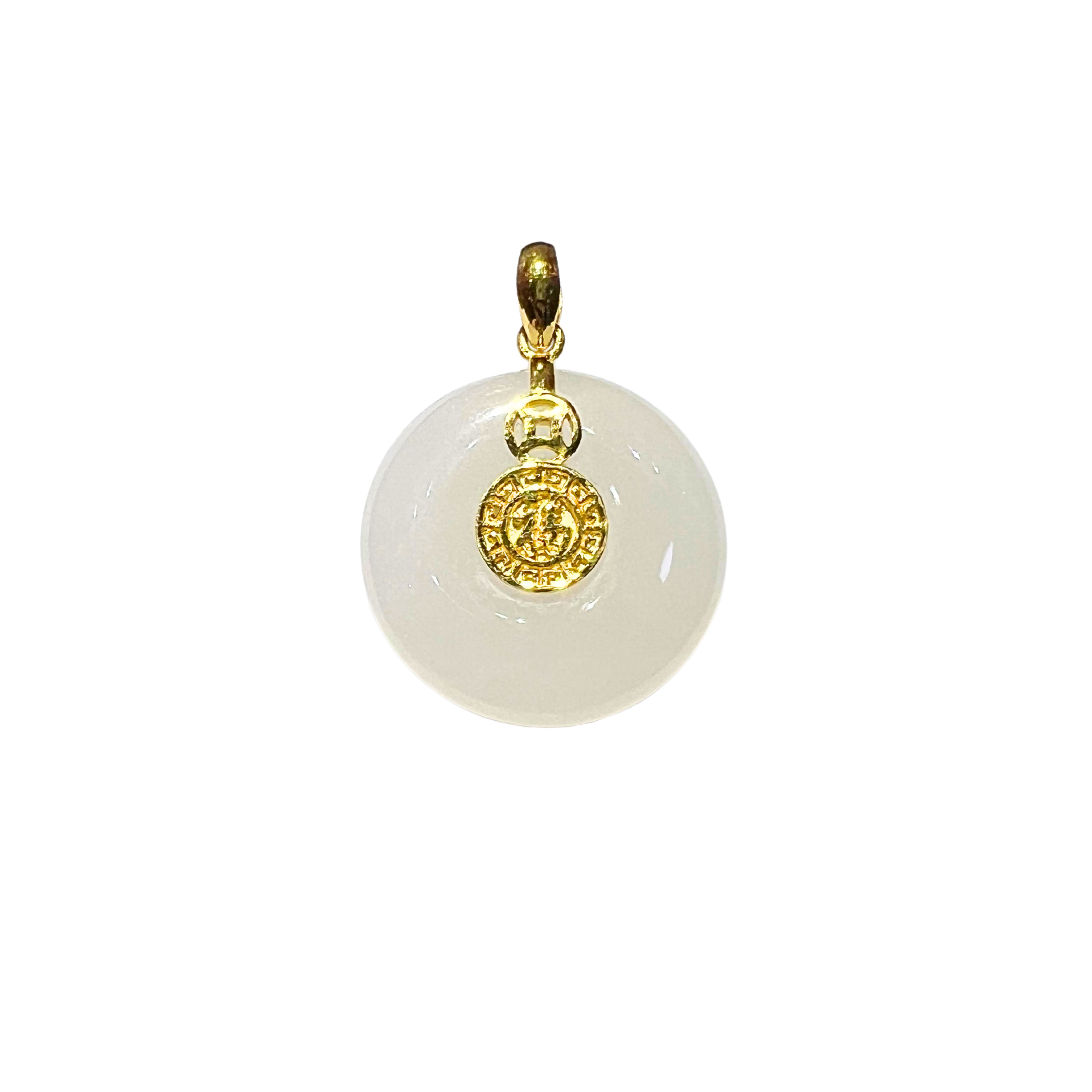 24K Hetian Jade Pendant (Peace buckle)