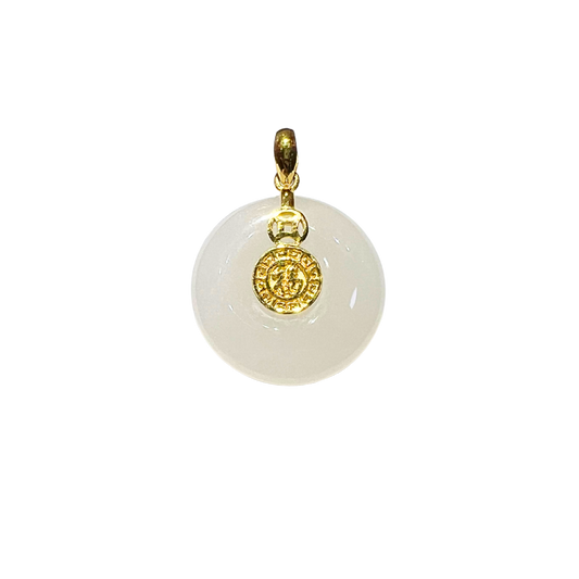 24K Hetian Jade Pendant (Peace buckle)