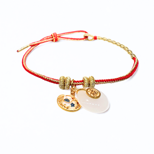 24K Gold Hetian Jade Bracelet Chinese Zodiac (Ox)