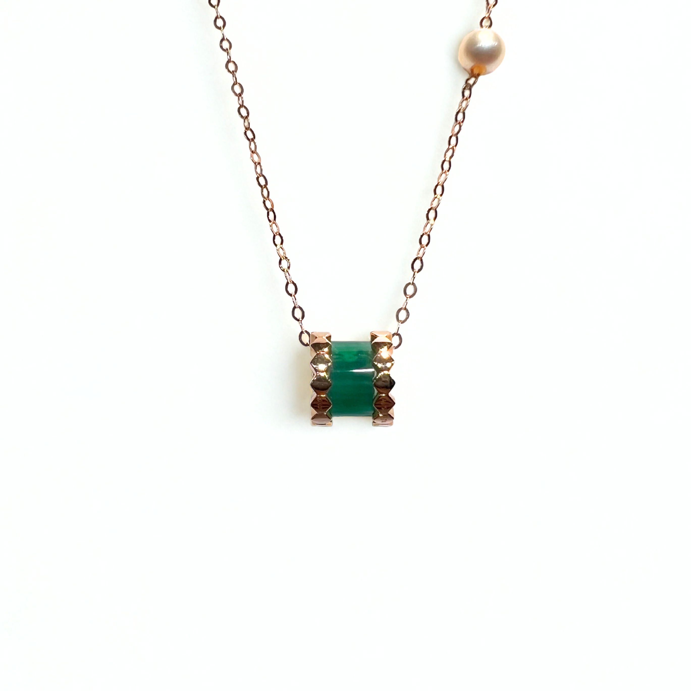 Rose Gold Green Agate Necklace