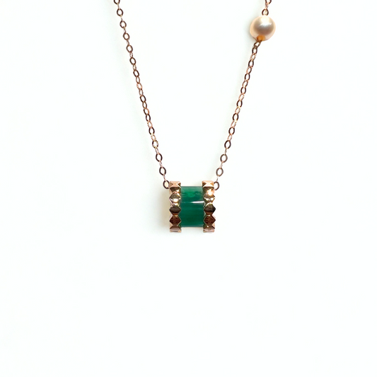 Rose Gold Green Agate Necklace