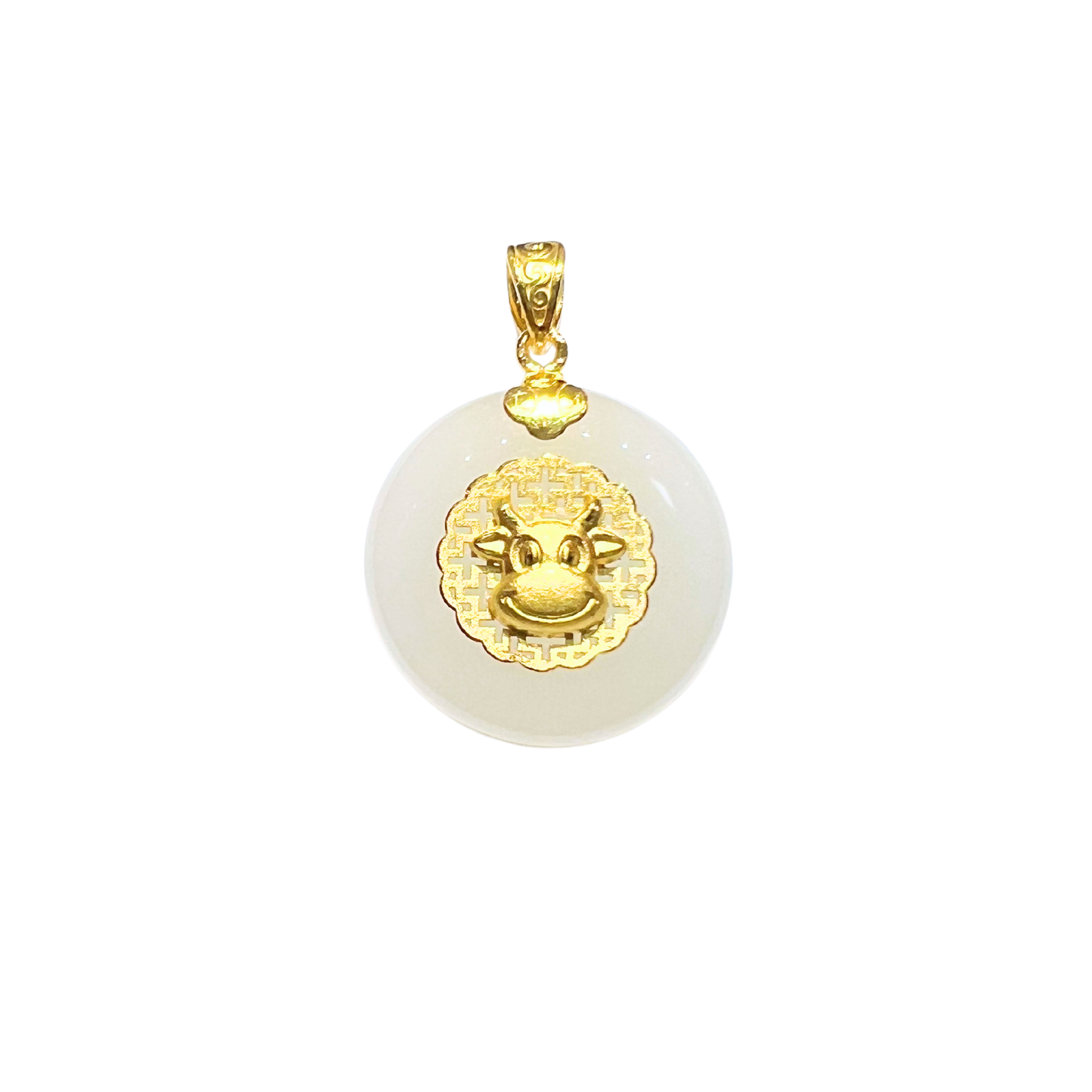 24K Hetian Jade Zodiac Pendant (Ox)