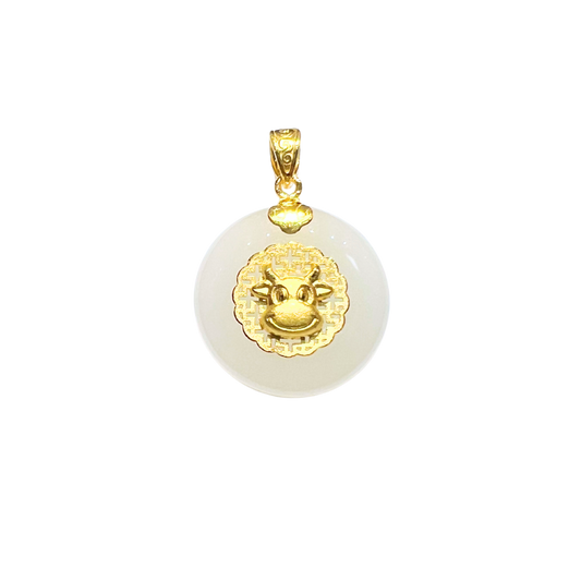 24K Hetian Jade Zodiac Pendant (Ox)