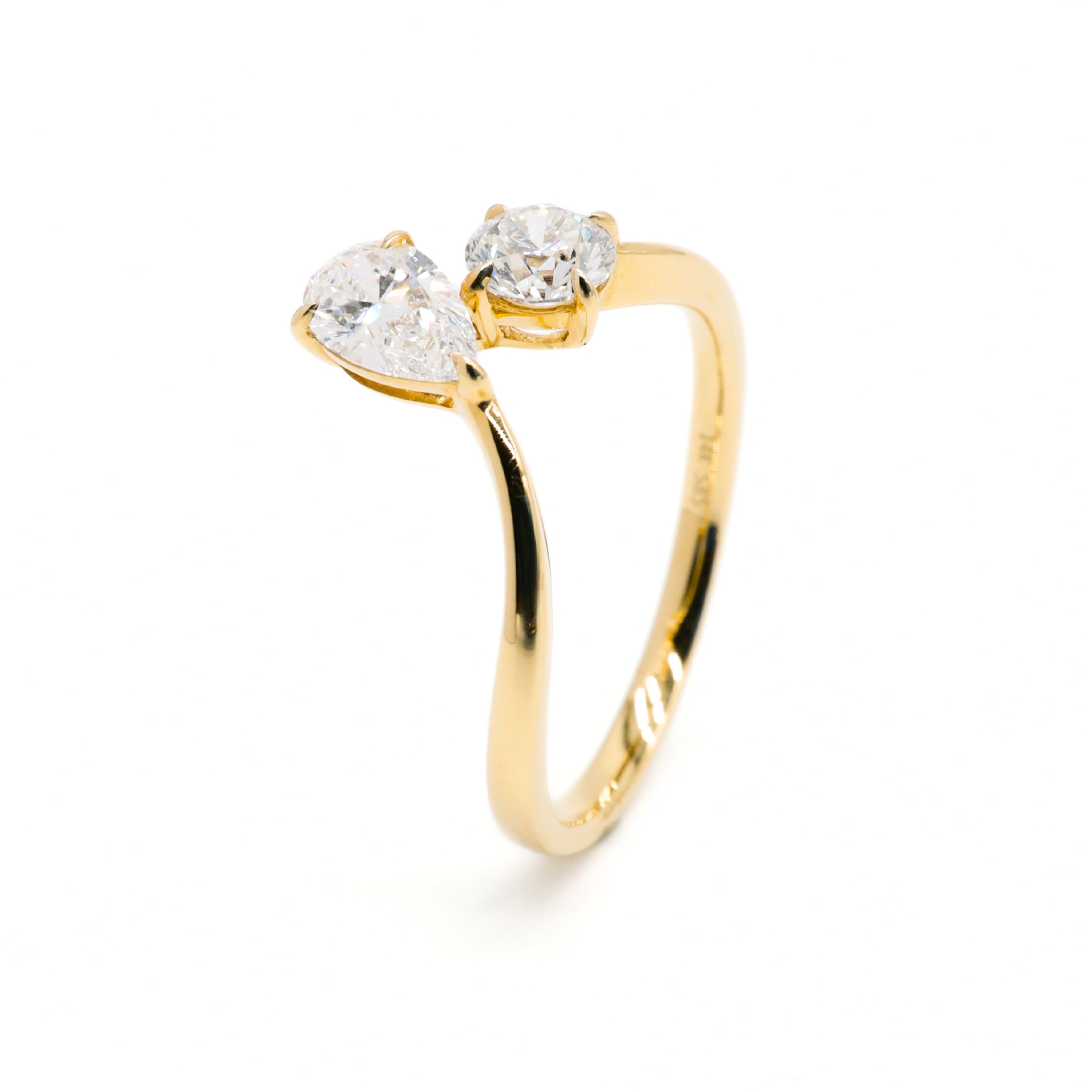 Toi et Moi Pear & Round Lab Grown Diamonds Ring