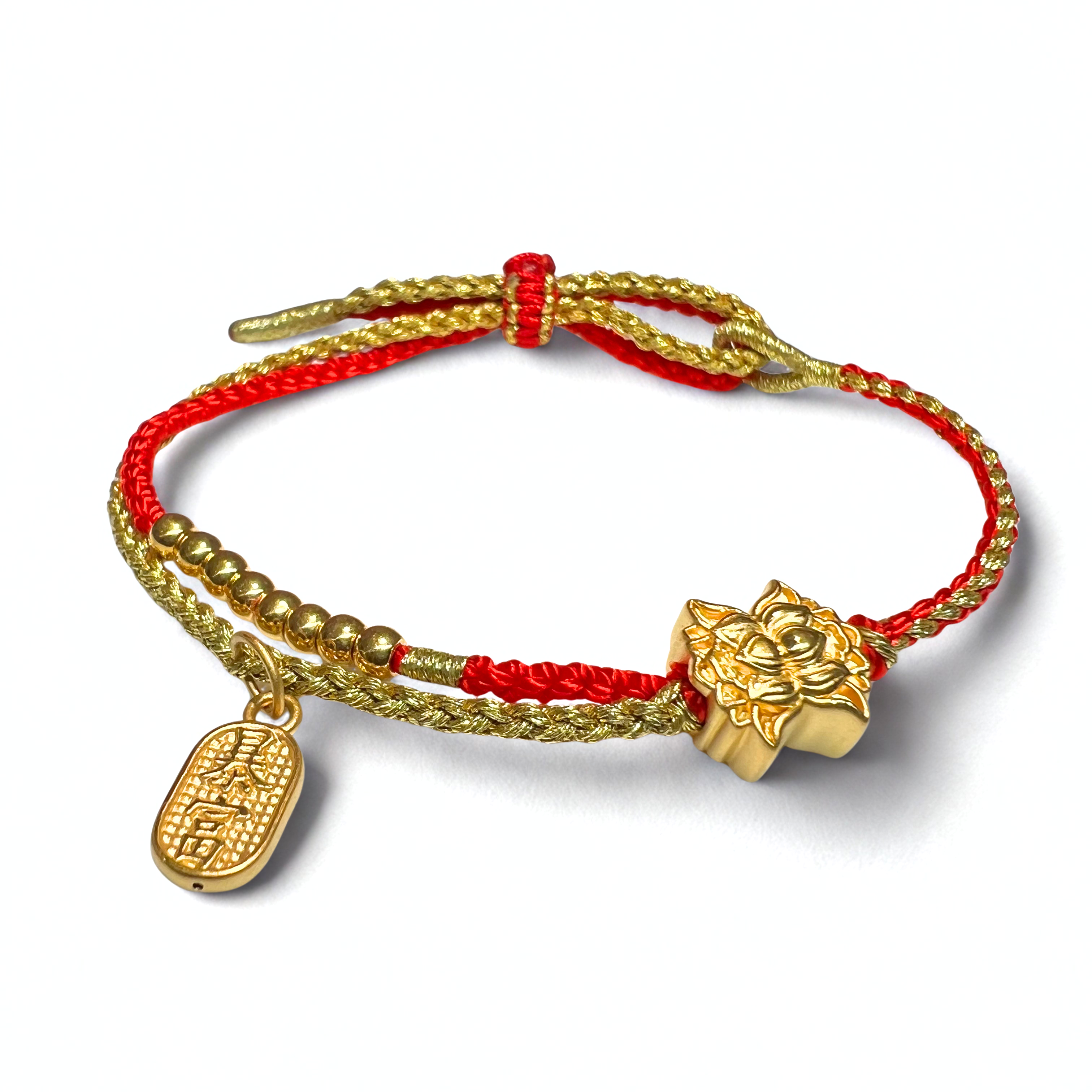 24K Gold Bracelet (Lotus, Wealth Charm)