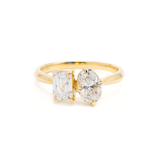 Toi et Moi Oval & Emerald Lab Grown Diamonds Ring