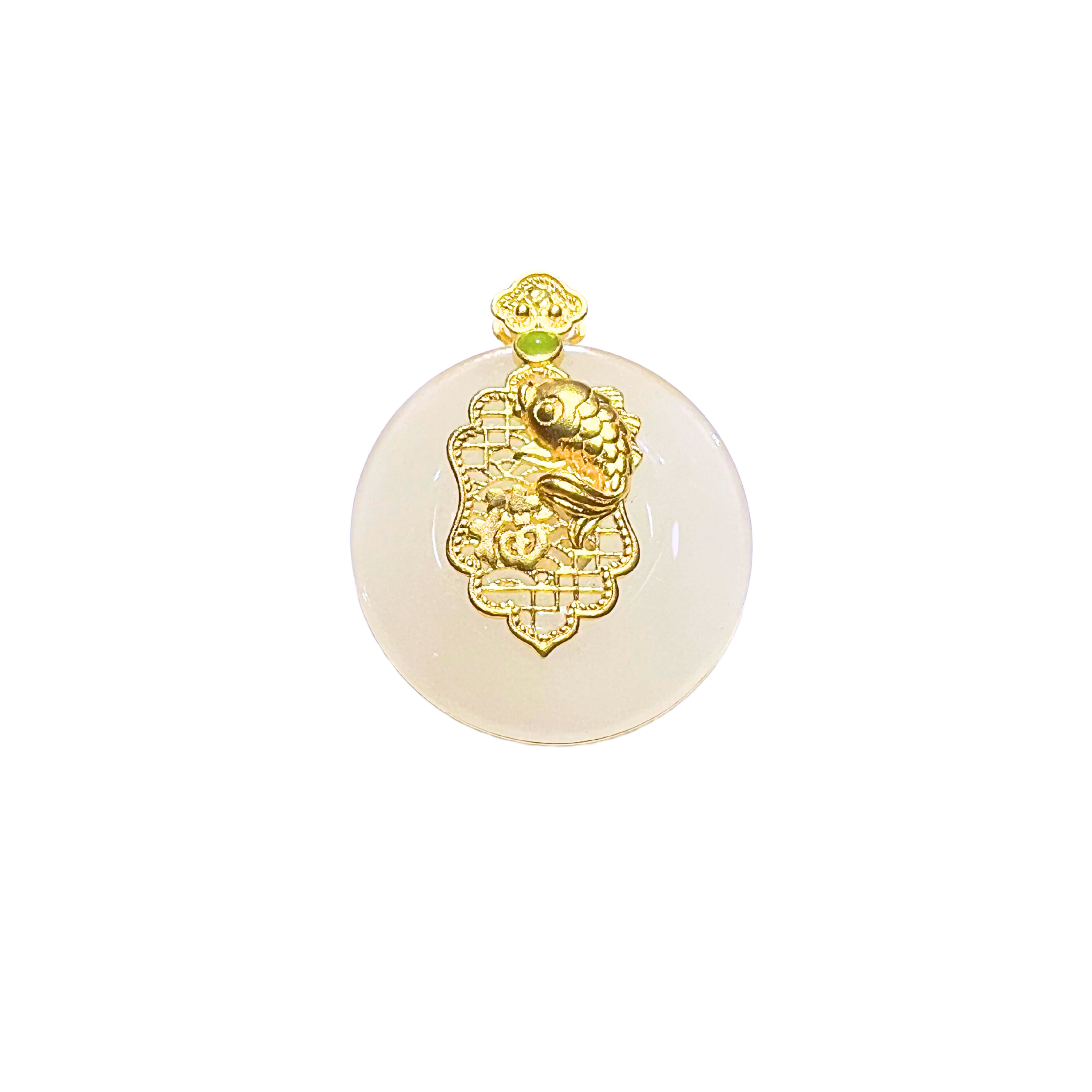 24K Hetian Jade Pendant (Peace buckle)