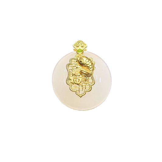 24K Hetian Jade Pendant (Peace buckle)