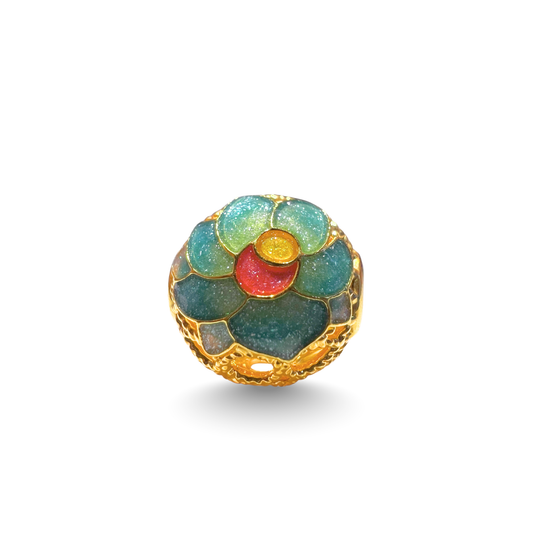 24K Gold Floral Bead Charm