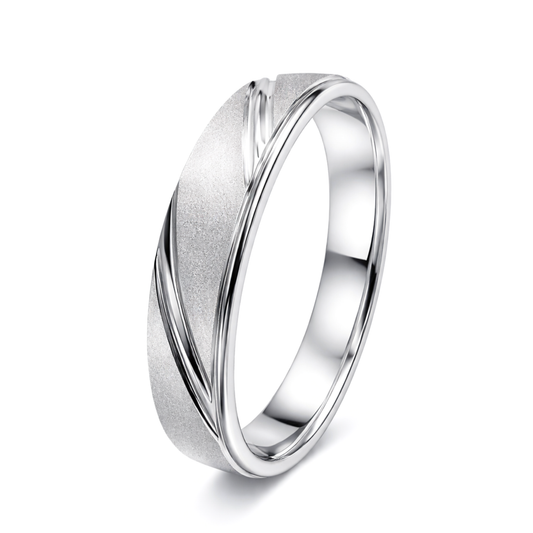 Modern 18K White Gold Wave Pattern Wedding Band