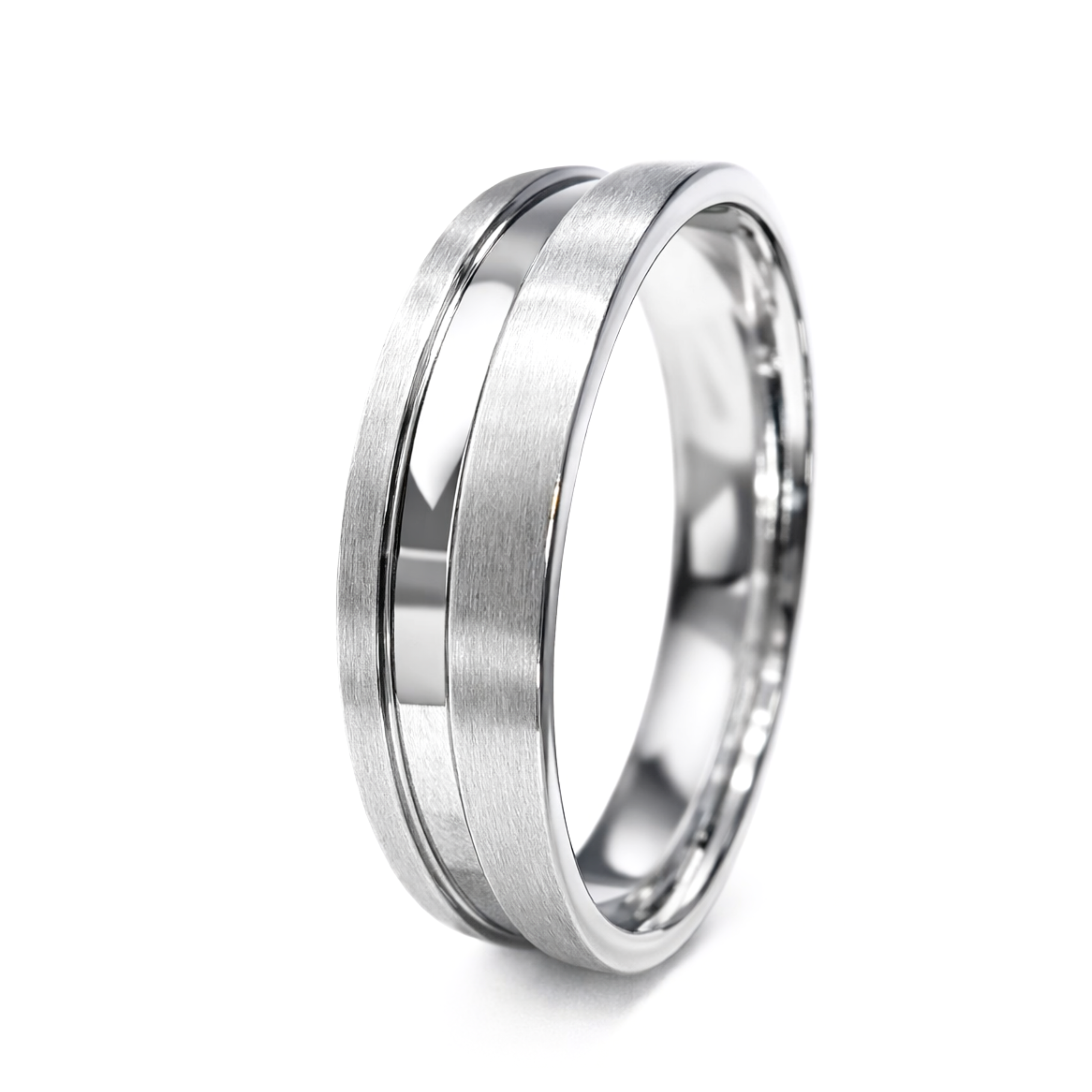 White Gold Minimal Groove Wedding Band Ring