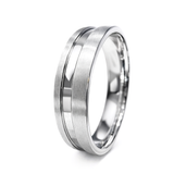 White Gold Minimal Groove Wedding Band Ring