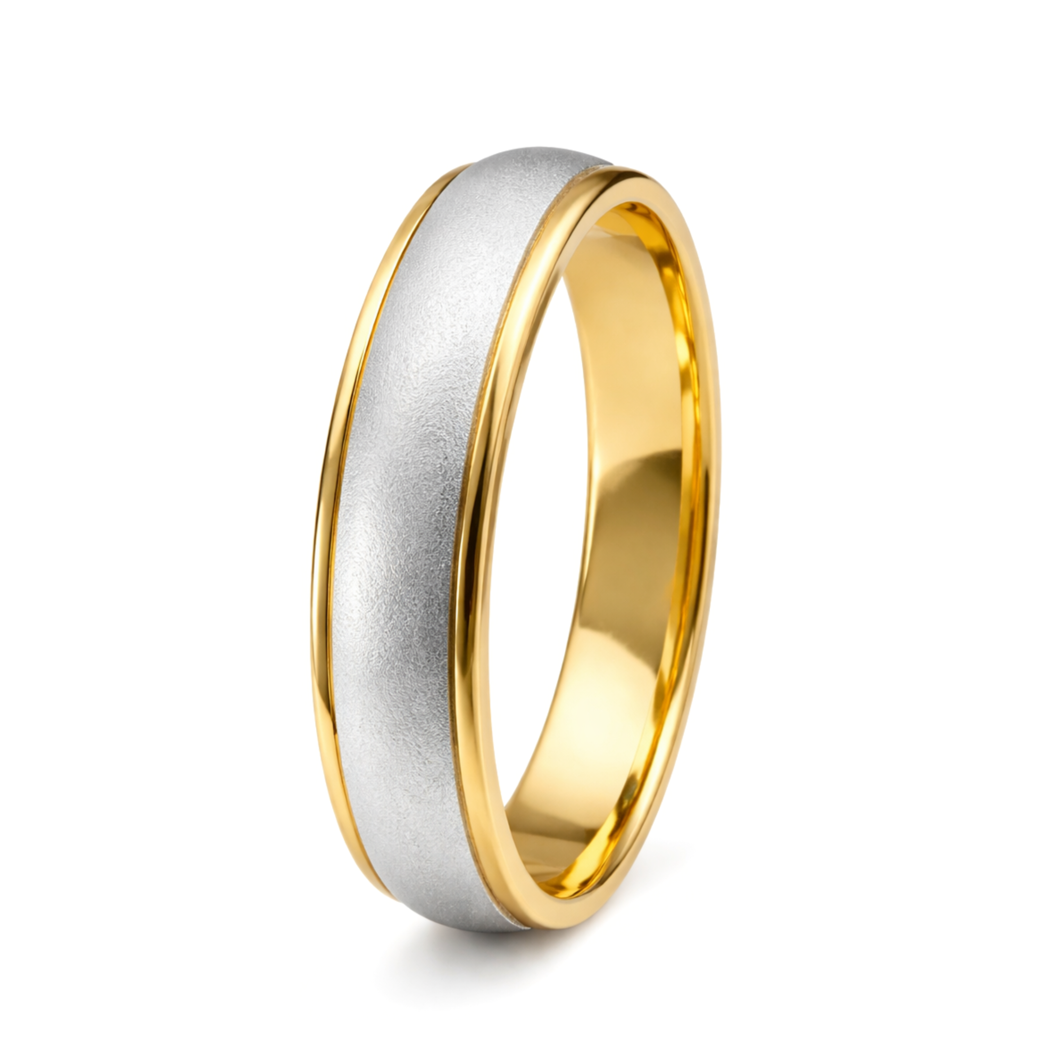 Two-Tone Gold Satin Finish Wedding Band