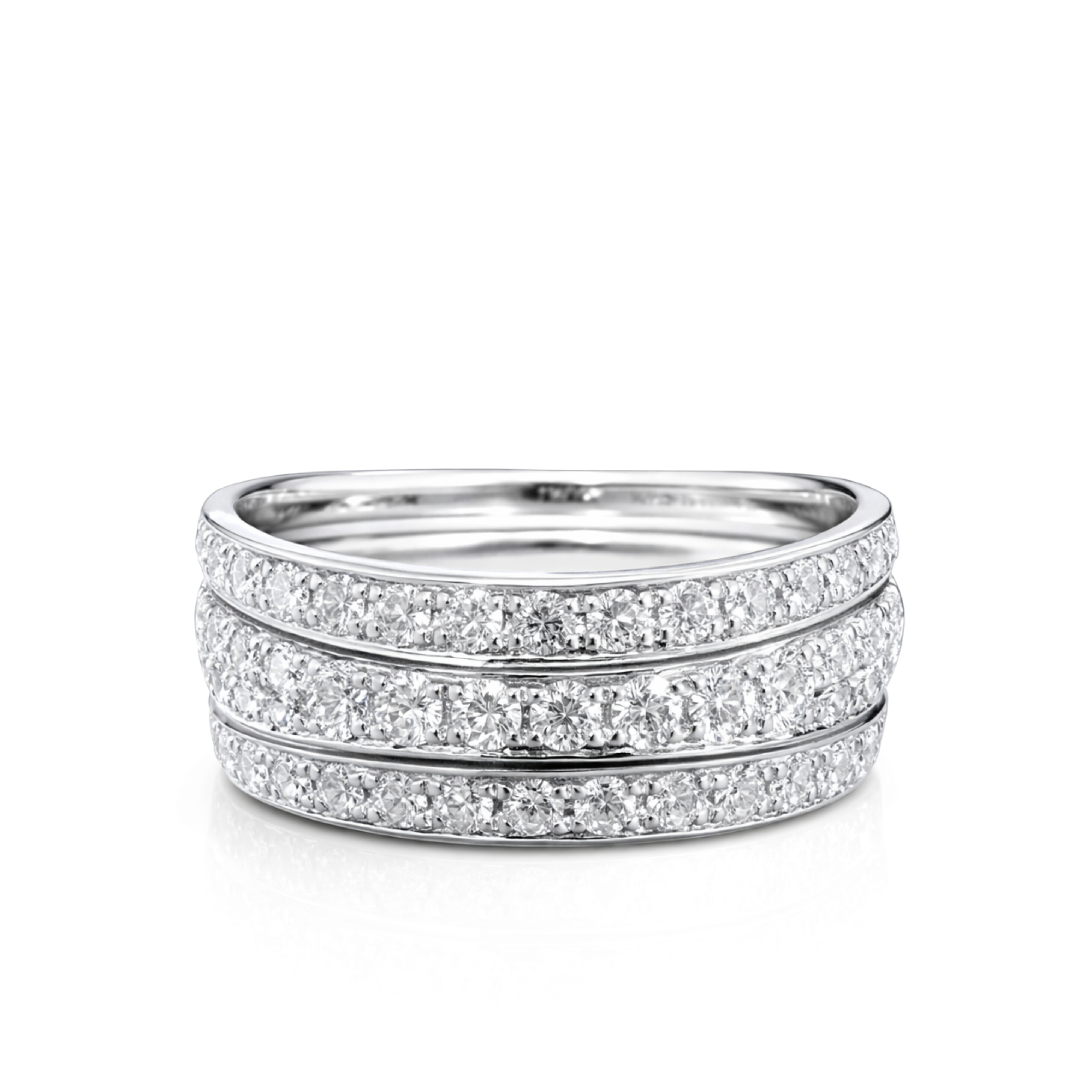 White Gold Triple Diamond Eternity Band Ring