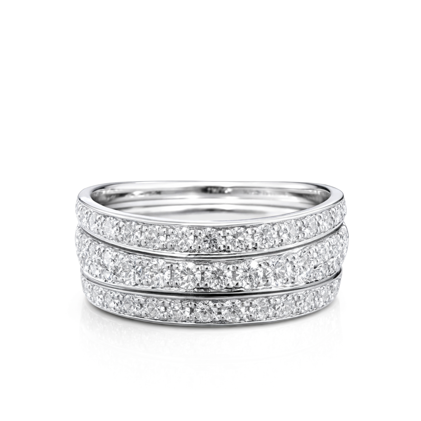 White Gold Triple Diamond Eternity Band Ring