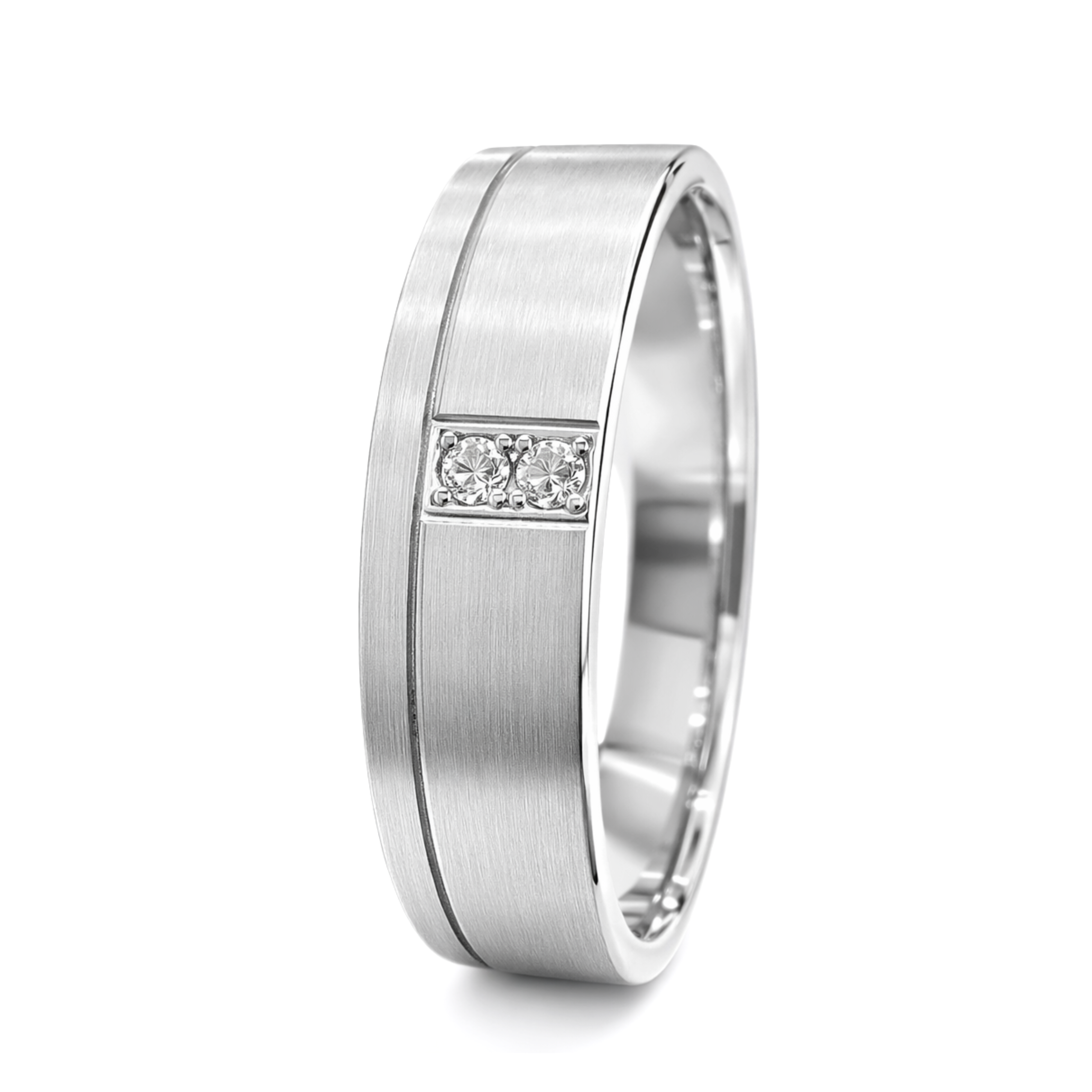 Satin Groove Diamond Band Ring