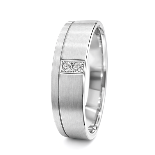 Satin Groove Diamond Band Ring