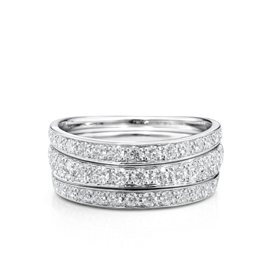 White Gold Triple Diamond Eternity Band Ring