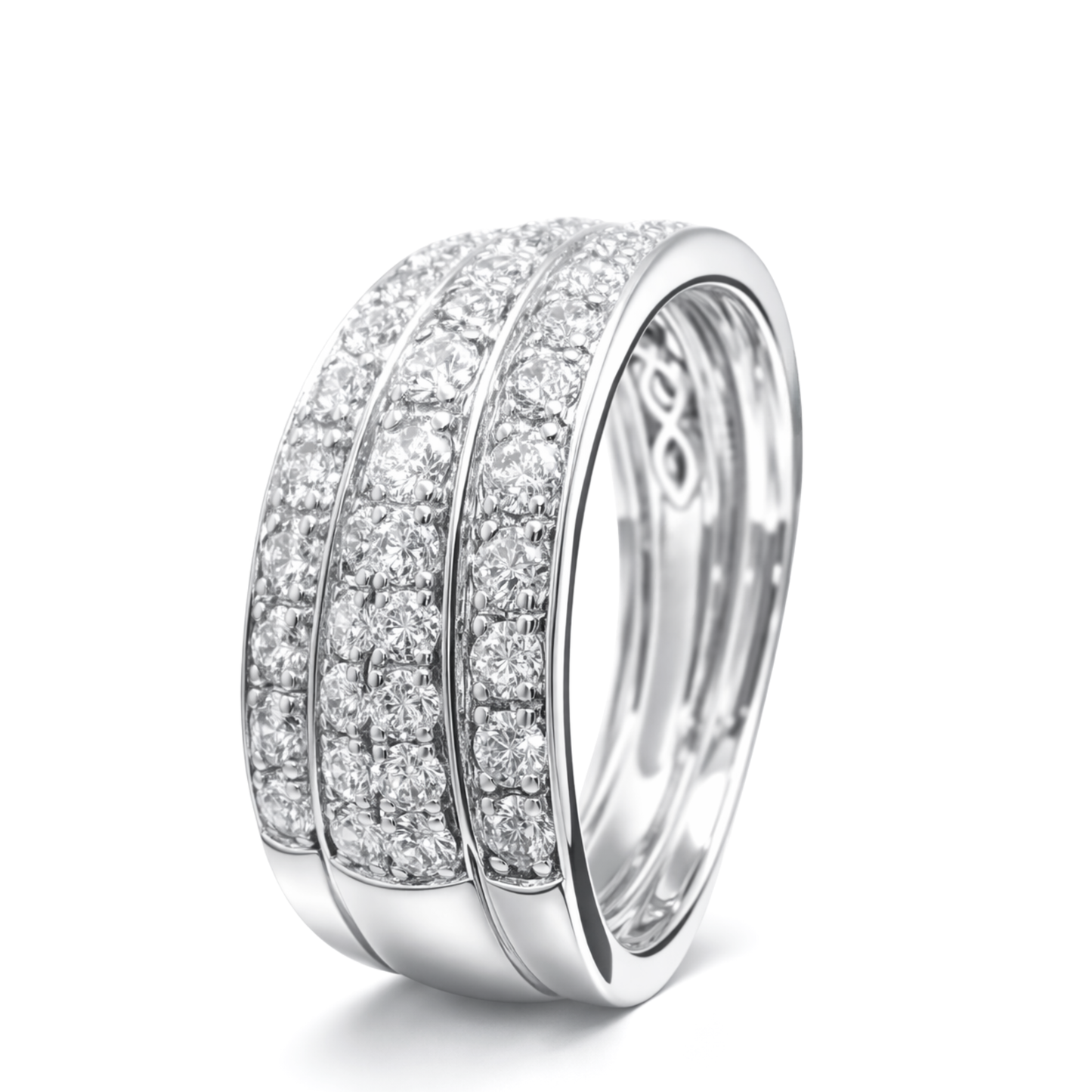 White Gold Triple Diamond Eternity Band Ring