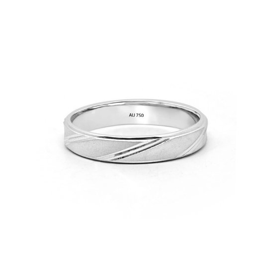 Modern 18K White Gold Wave Pattern Wedding Band