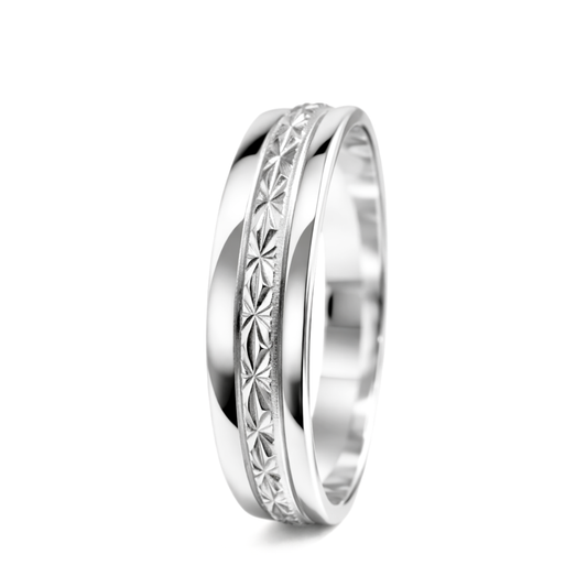 White Gold Carved Design Wedding Ring