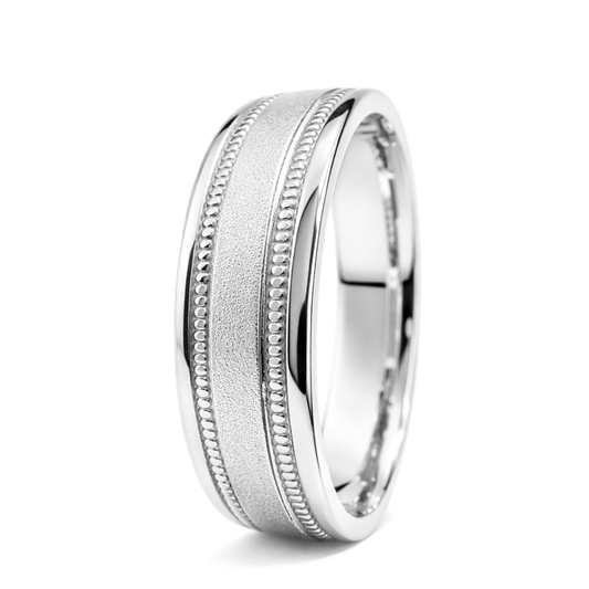 White Gold Timeless Milgrain Wedding Ring