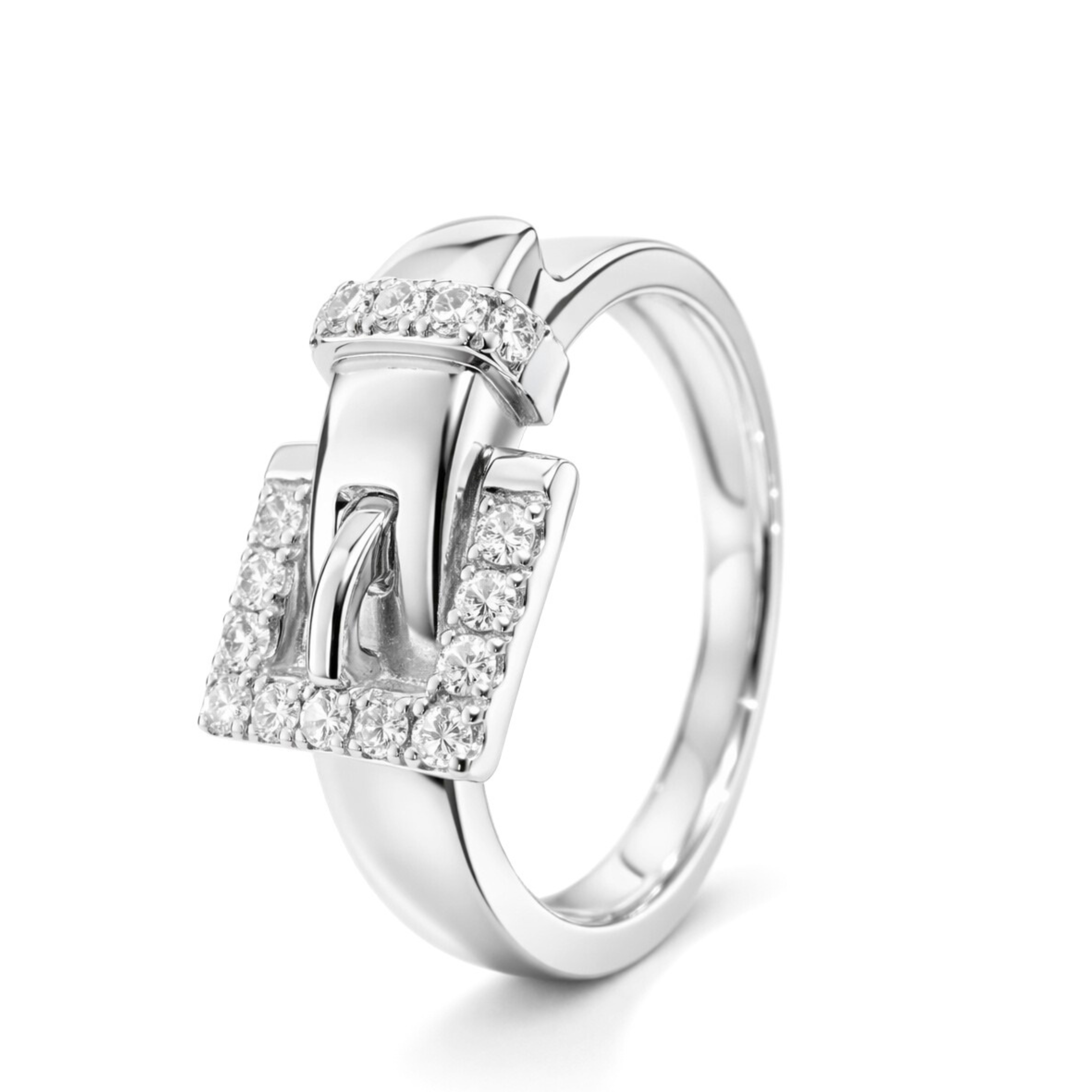 White Gold Belt Buckle Diamond Ring