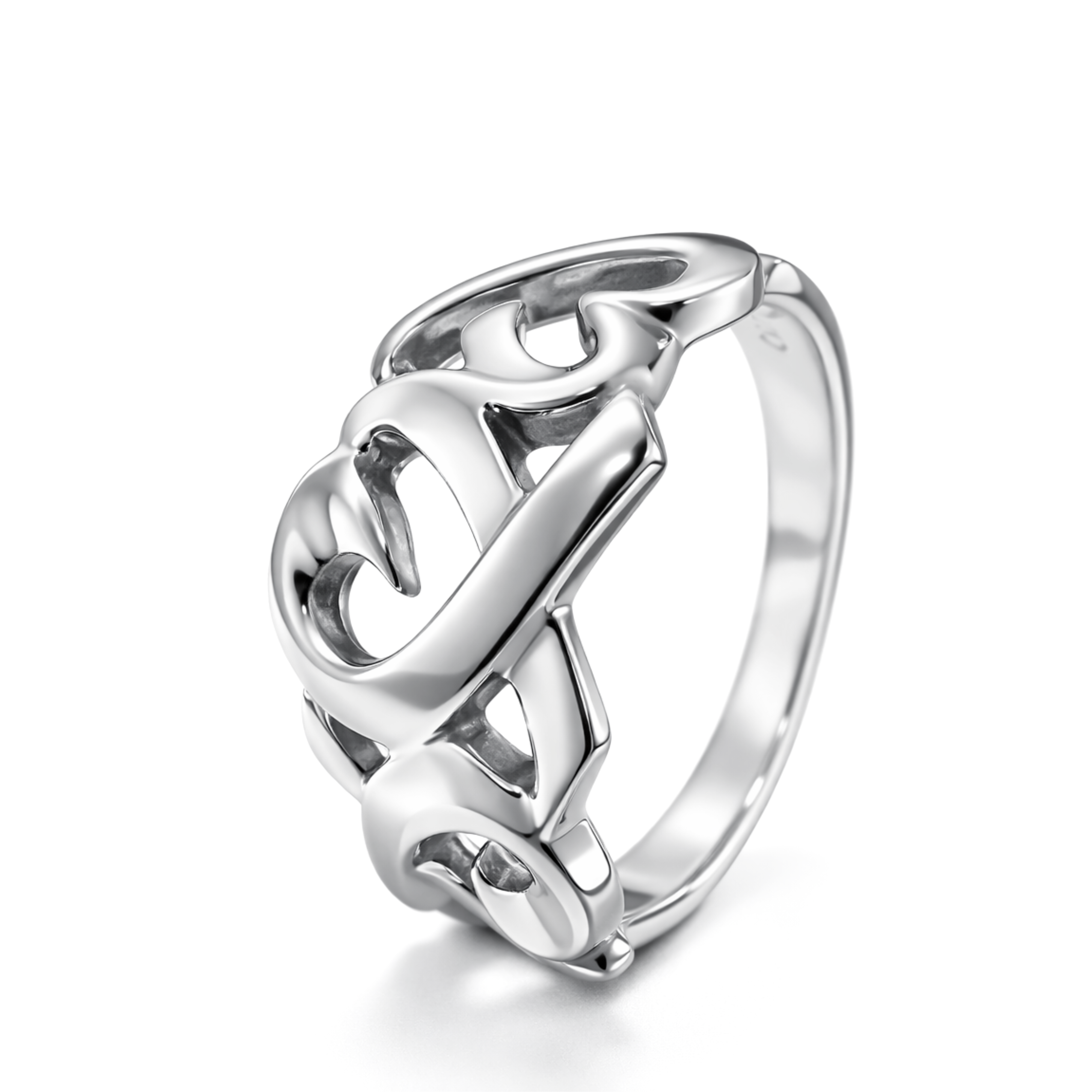White Gold Open Heart Ring