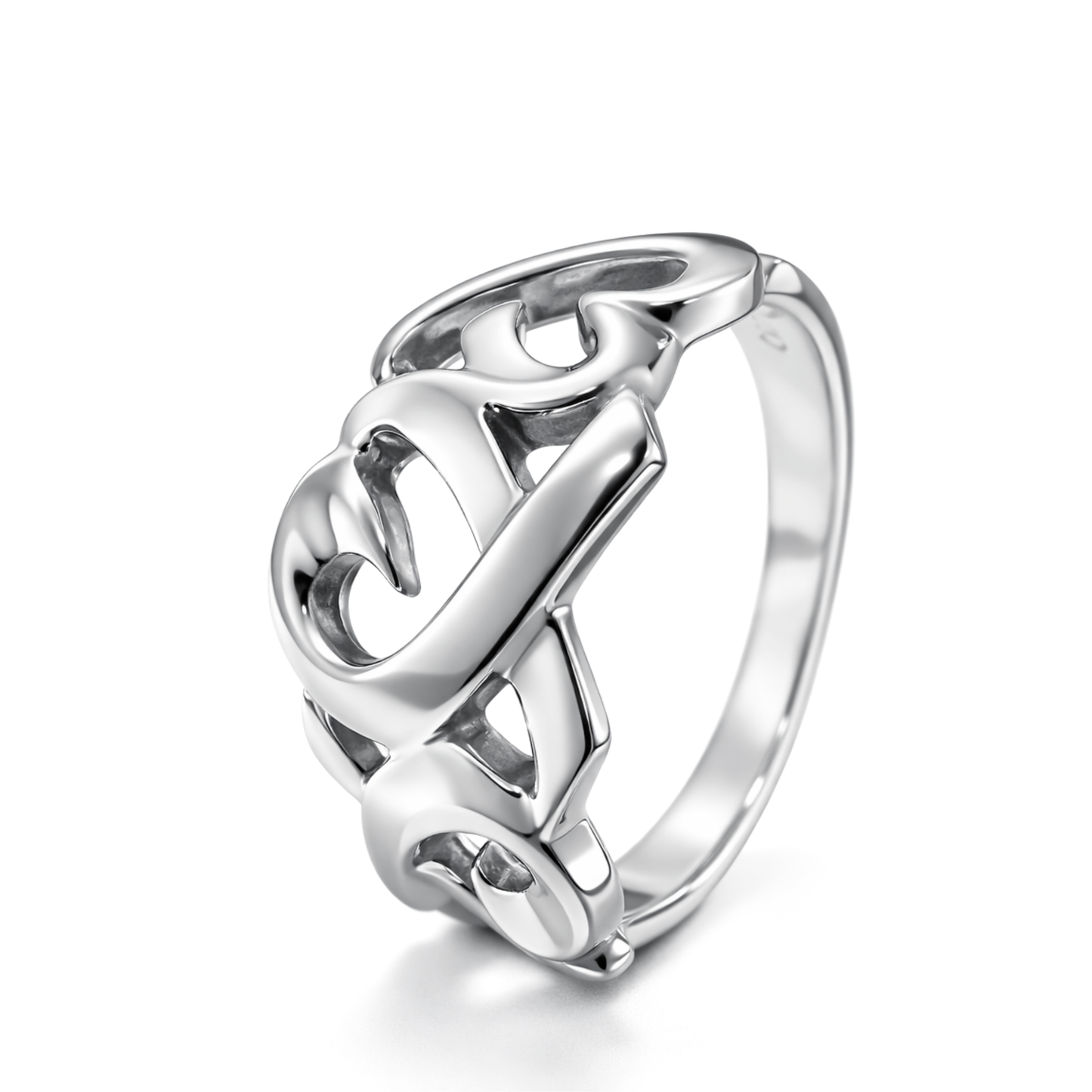 White Gold Open Heart Ring