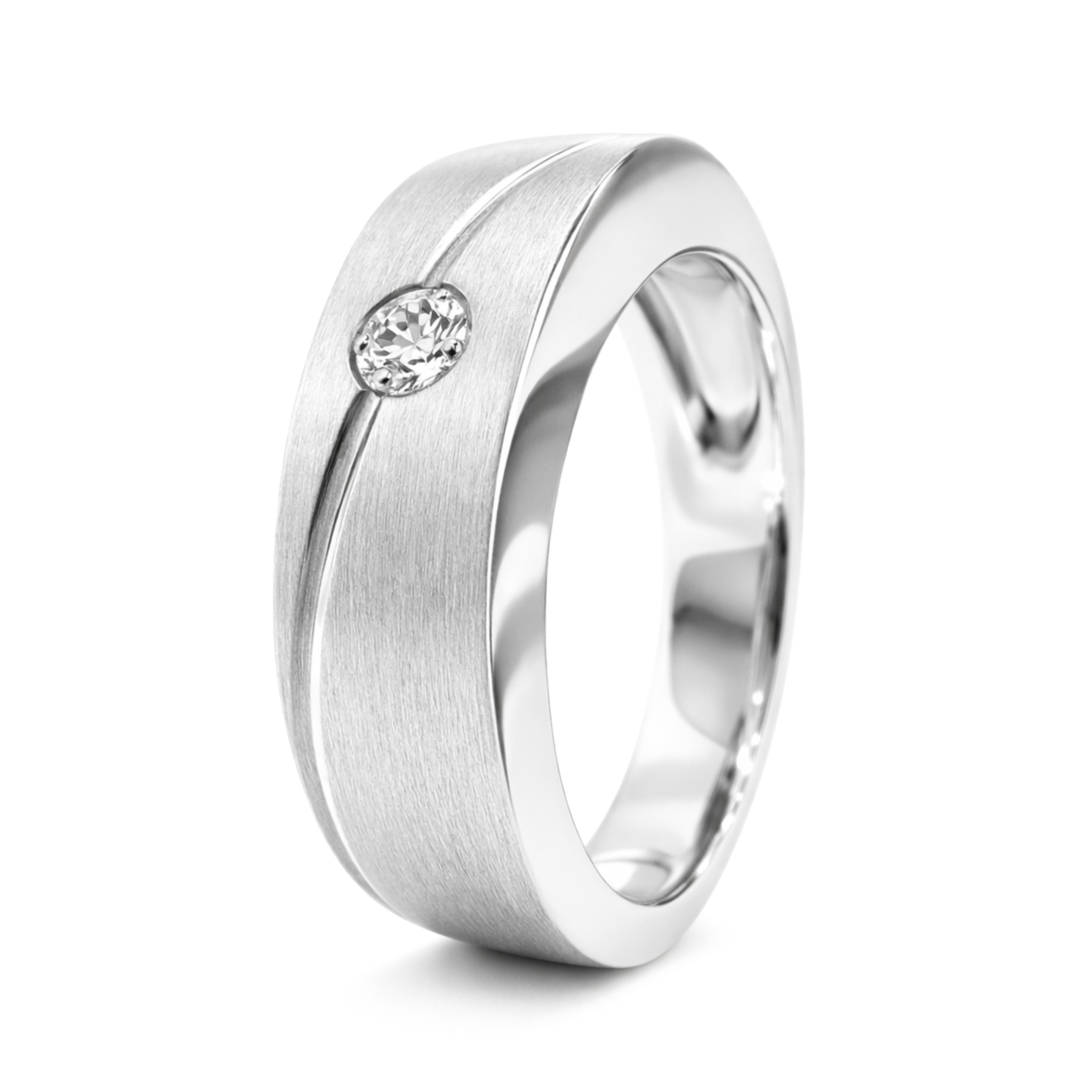 Minimalist Diamond Curve Band