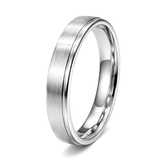 White Gold Minimalist Brushed Finish Wedding Ring