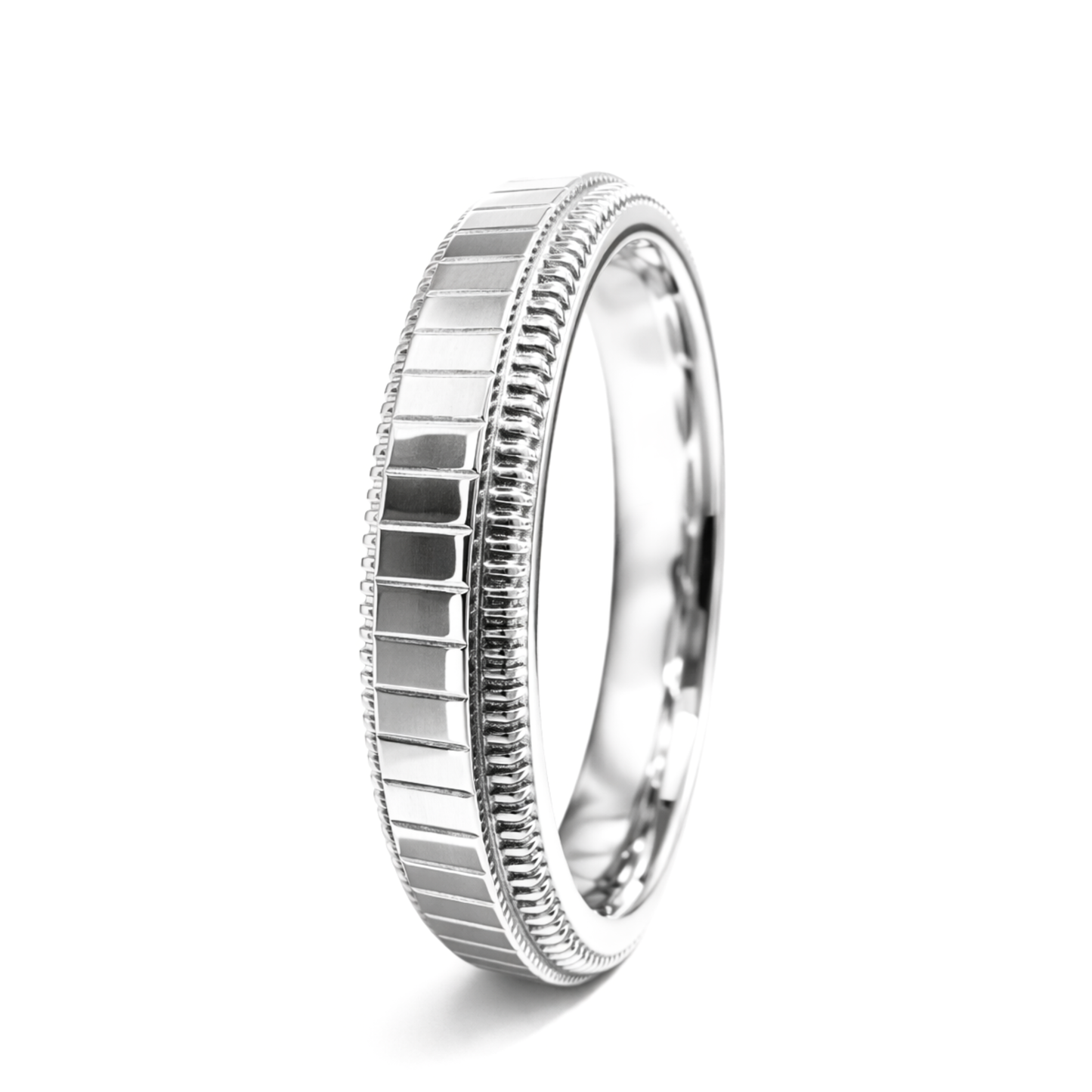 Classic 18K White Gold Patterned Wedding Band