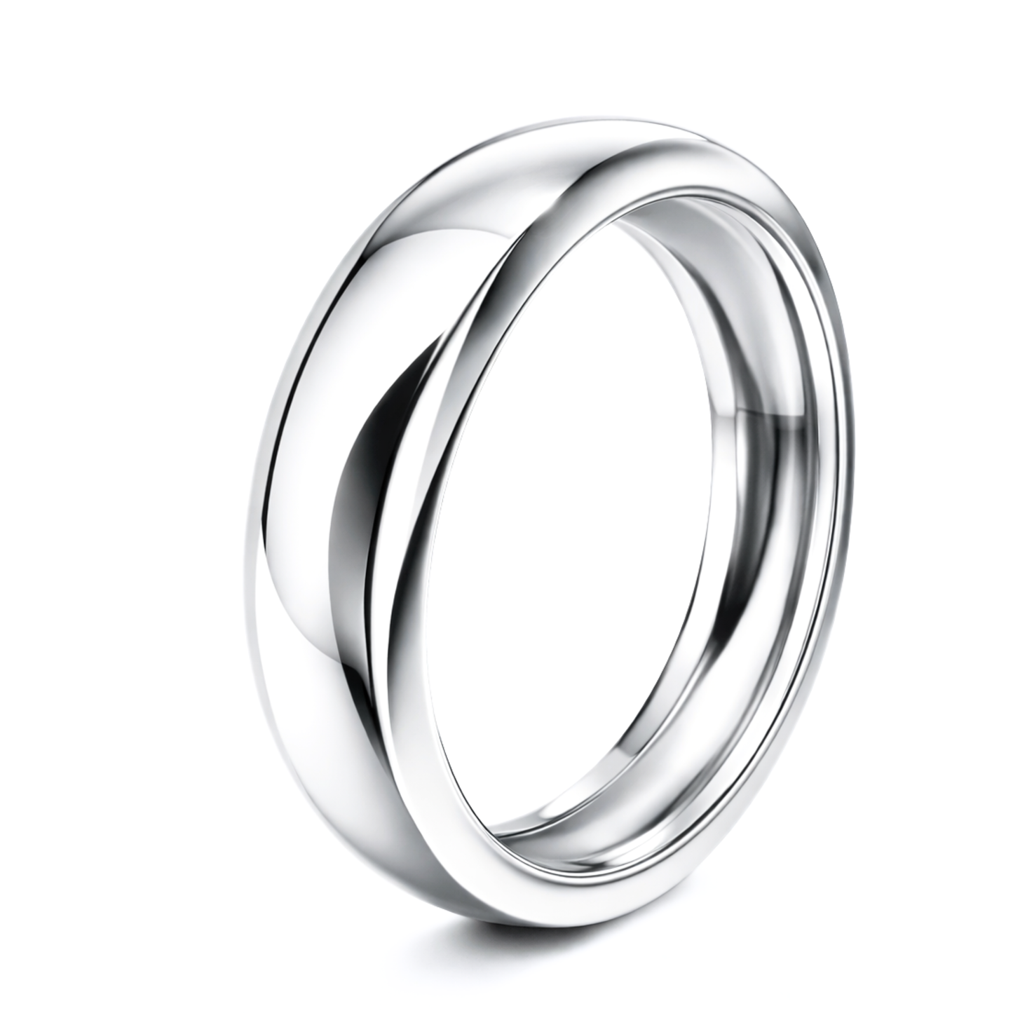 White Gold Traditional Dome Wedding Band