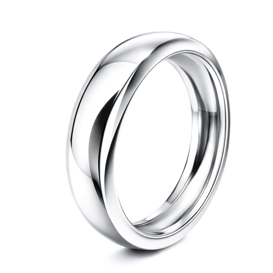 White Gold Traditional Dome Wedding Band