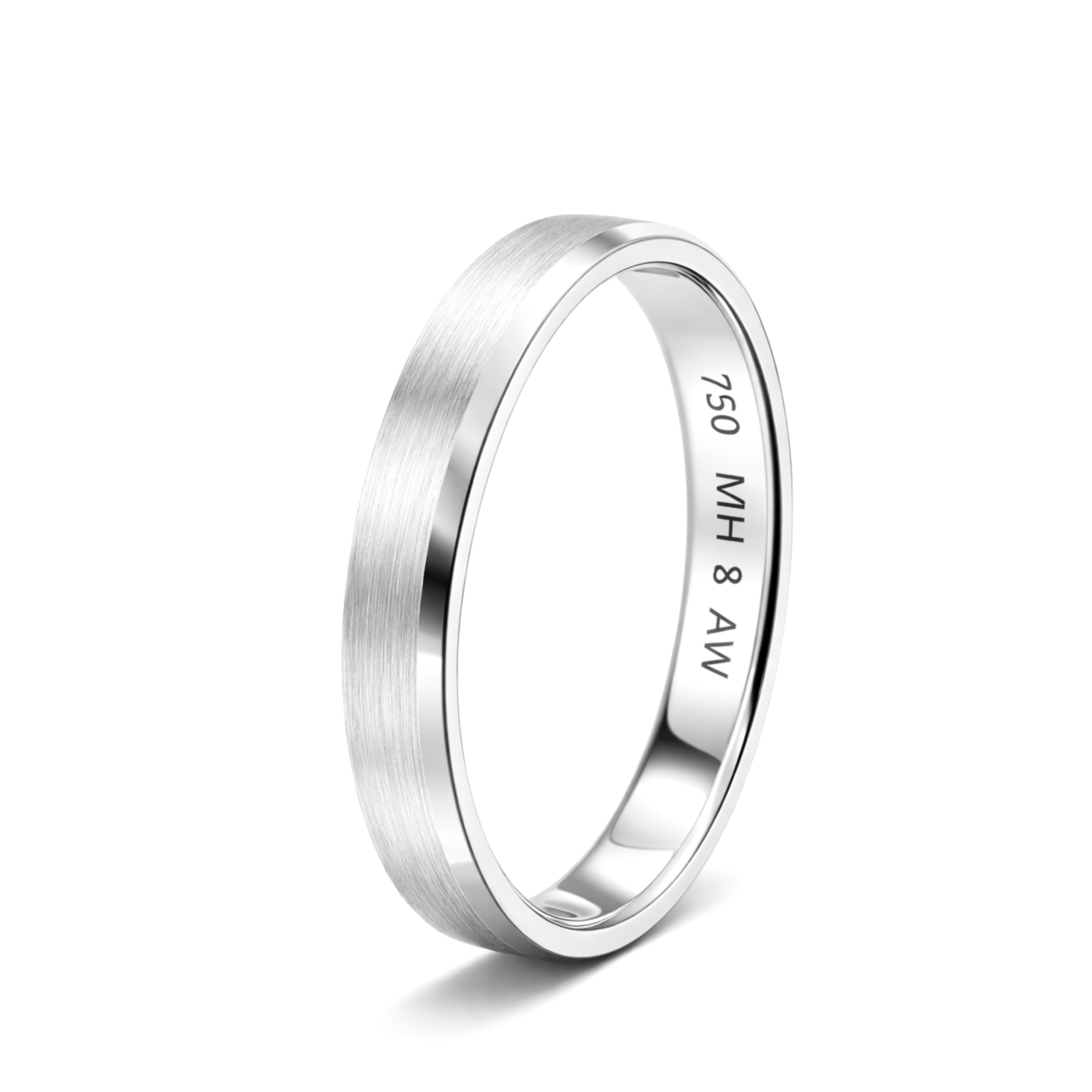 White Gold Brushed Wedding Band Ring