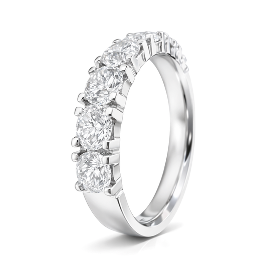 White Gold Seven Stone Diamond Half-Eternity Pavé Wedding Band Ring – 1.00CT