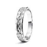 White Gold Diamond-Cut Pattern Wedding Ring