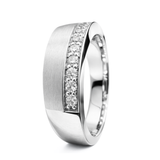 White Gold Brushed Diamond Row Wedding Ring