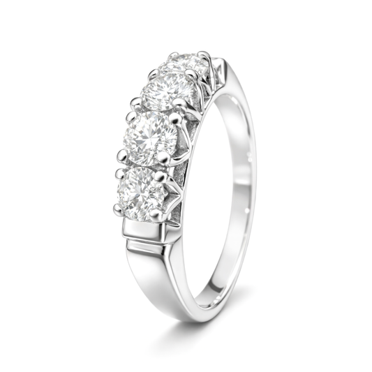 White Gold Round Brilliant Four-Stone Wedding Ring