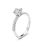 Four-Prong Petite Micropavé Solitaire Diamond Engagement Ring