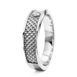 White Gold Geometric Texture Diamond Band Ring