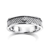 White Gold Geometric Texture Diamond Band Ring